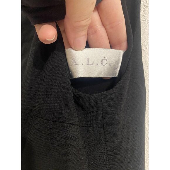 A.L.C. Dress Womens XS Black White Silk Sleeveless Midi Fit Flare Dip Dye USA - Picture 3 of 7